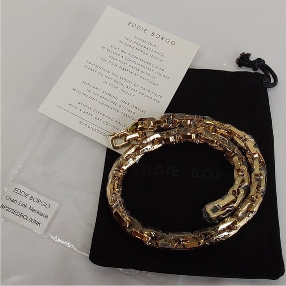 Eddie Borgo- Chain Supra Link Necklace 12 K gold plated brand new - Picture 10 of 13